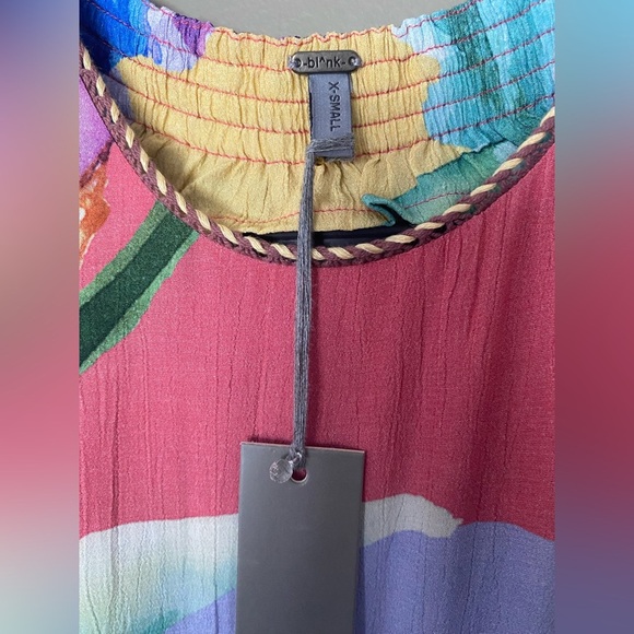 BL^NK LONDON X ANTHRO Ashleigh Trapeze Watercolor Floral Midi Dress Size XS - Picture 8 of 12